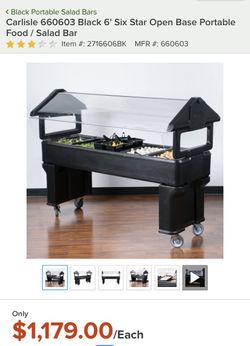 Carlisle #660603 Black Six Star Open Base Portable Food/ Salad Bar