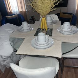 Dining Room Table And Leather Chairs