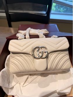 Gucci Marmont White GG small shoulder bag