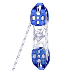 Double Block and Tackle Pulley System with 200Ft x 1/2'' Rope