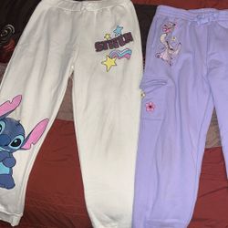 2 Pairs Girls Stitch Sweat Pants Size 10/12