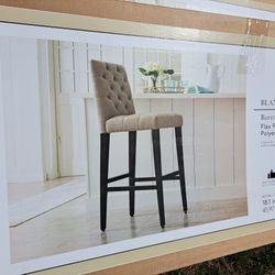 Pair of Allen + Roth Deep Walnut 29.92-in H Bar height Upholstered Wood Bar Stools