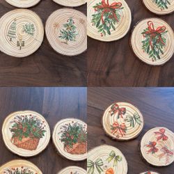 Hand Crafted Wooden Christmas Drink Coaster 