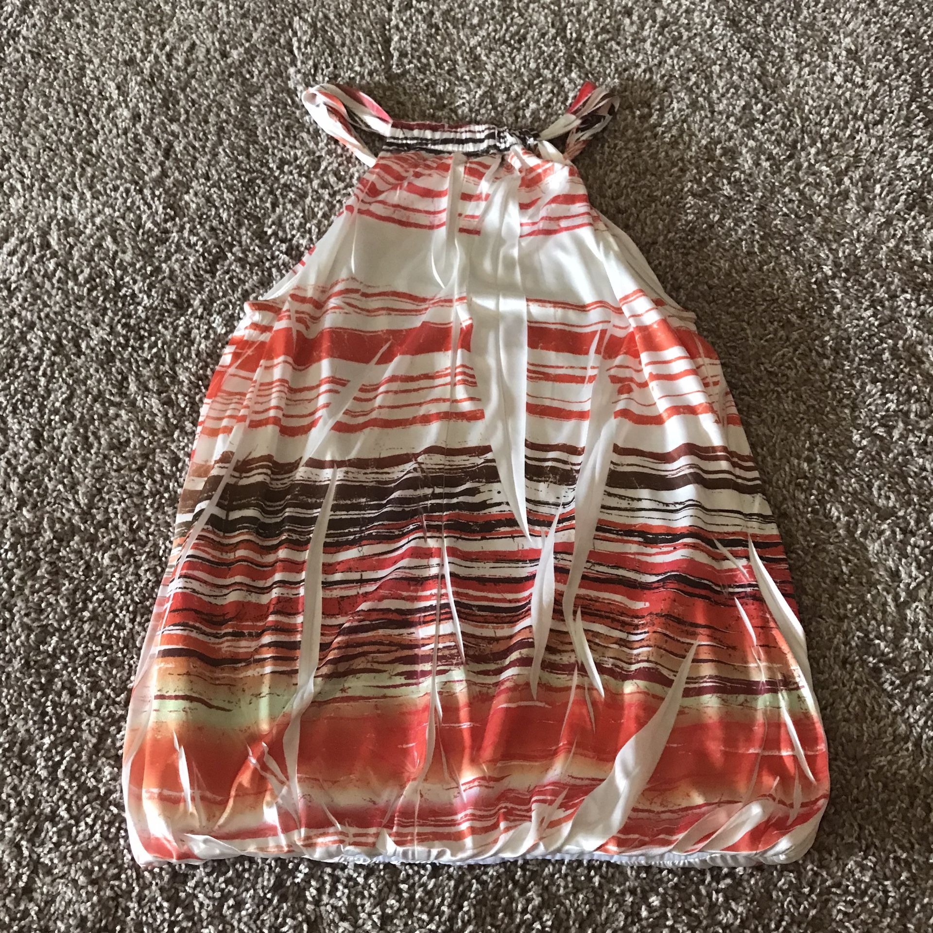 Charlotte Russe Orange And Brown Silky Halter Top