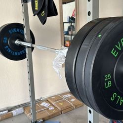 245 LBS! Bumper Plates ÷ 7 FT Olympic Barbell