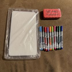 White Boards With Markers, Eraser, Cleaner