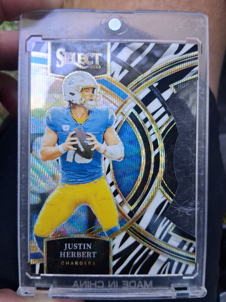 Justin Herbert Zebra Print Dye Cut 2023 Panini Select Card