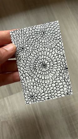 Original Hand Painted Black and White Floral