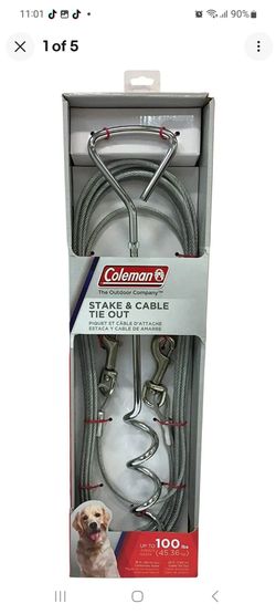 Coleman, Heavy Duty 25' Cable + 18" Corkscrew Stake Tie-Out For Dogs
