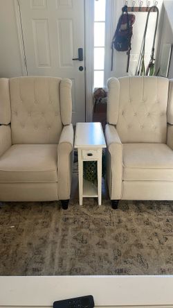 Soft Pushback Recliners Off-white Microfiber