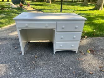 Solid, heavy White Wood Desk with Drawers