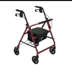 Steel Lightweight Folding 4-Wheel Rollator in Red MDS86850ES8 MDS86850ES8 MDS86850ES8 Padded seat and backrest for added comfort Foldable design for c
