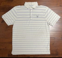 Matte Grey Performance Striped Golf Shirt Mens Size Large Las Vegas Country Club