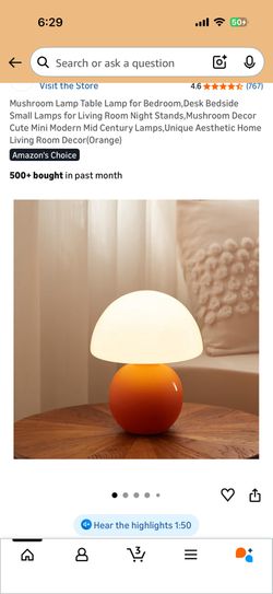 New Orange And White Mushroom Lamp 