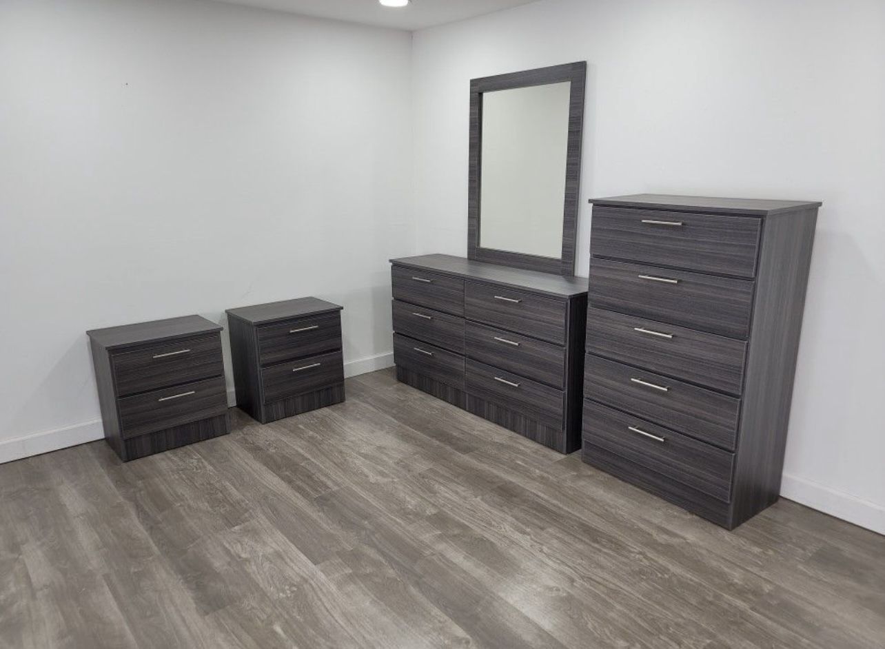 Dresser Whit Mirror, Chest And 2 Nightstands - Cómoda Con Espejo , Gavetero Y 2 Mesitas De Noche