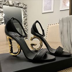 Dolce & Gabbana Sculpted-Heel Metallic Leather Sandals - worn once and like new.