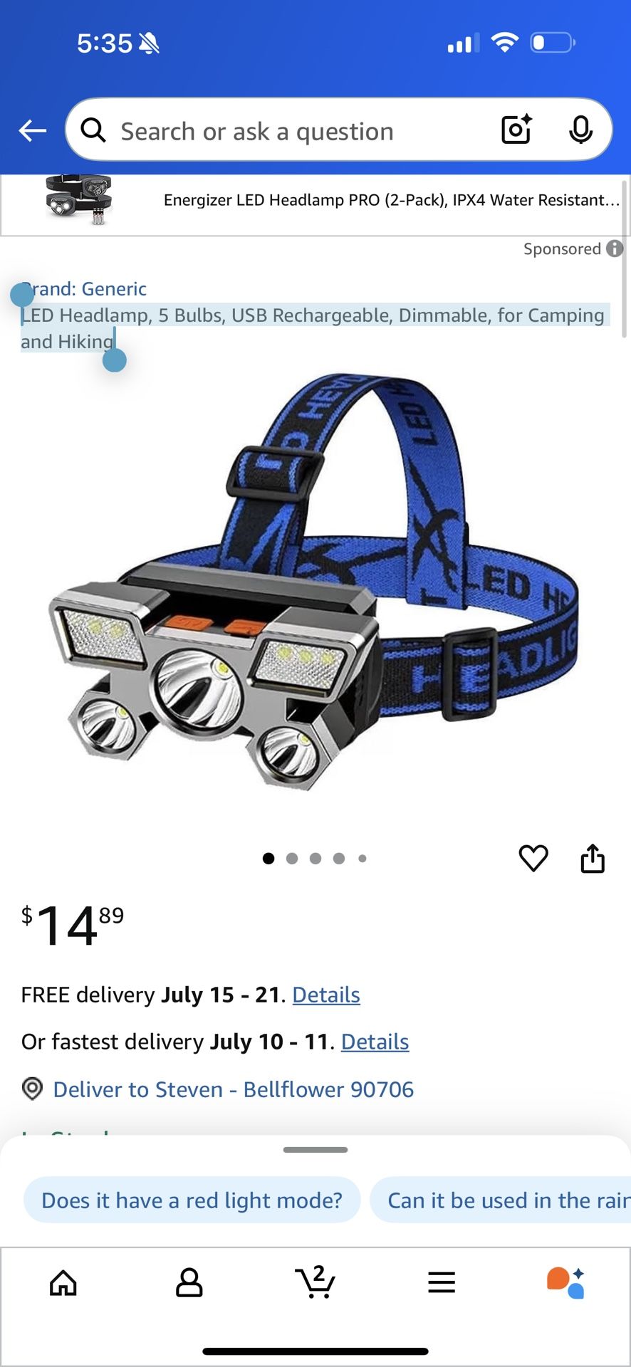 Rechargeable Headlamp