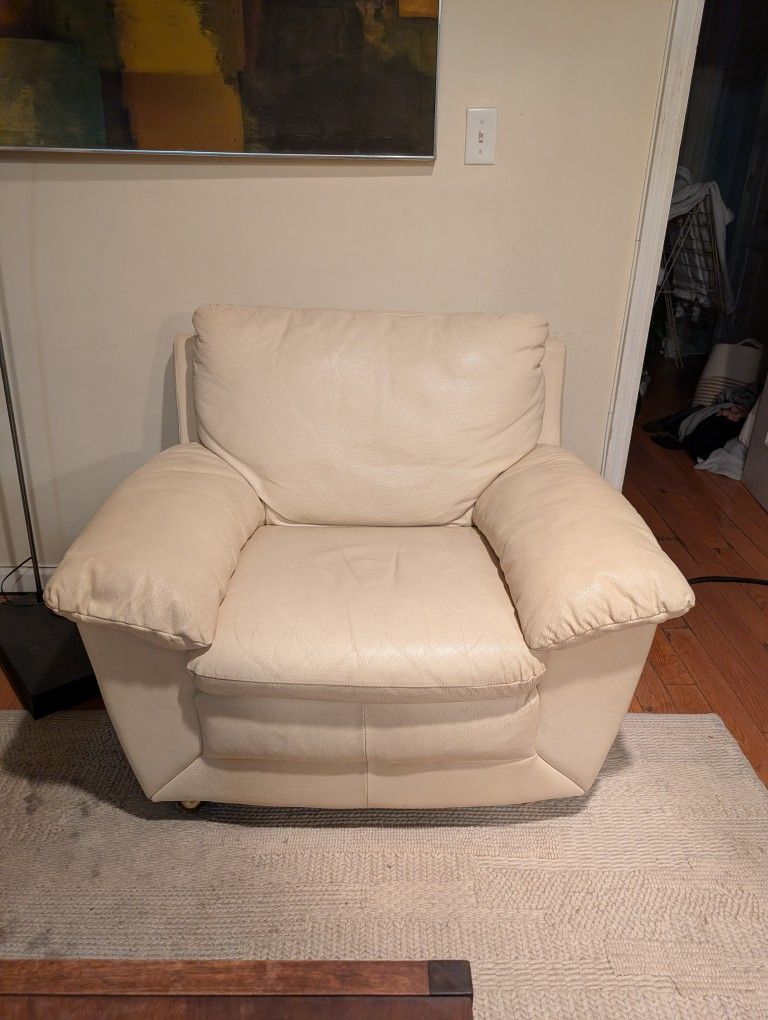Large White Leather Chair