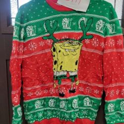 Adult SMALL SpongeBob Christmas Ugly Sweater 