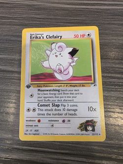 Vintage Erika’s Clefairy 25/132 1st Edition Gym Heroes WOTC Pokemon Card NM!