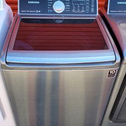 Samsung Stainless Steel Top Load Washer And Gas Dryer Set