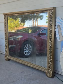 Super large antique mirror  carved rose heavy.