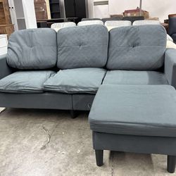 Living Room Sectional Sofa Couch with Reversible Ottoman 3 Seater L-shaped