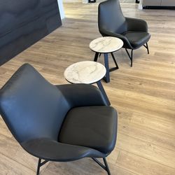 Stylish Set: Two Armchairs and Two Side Tables Available