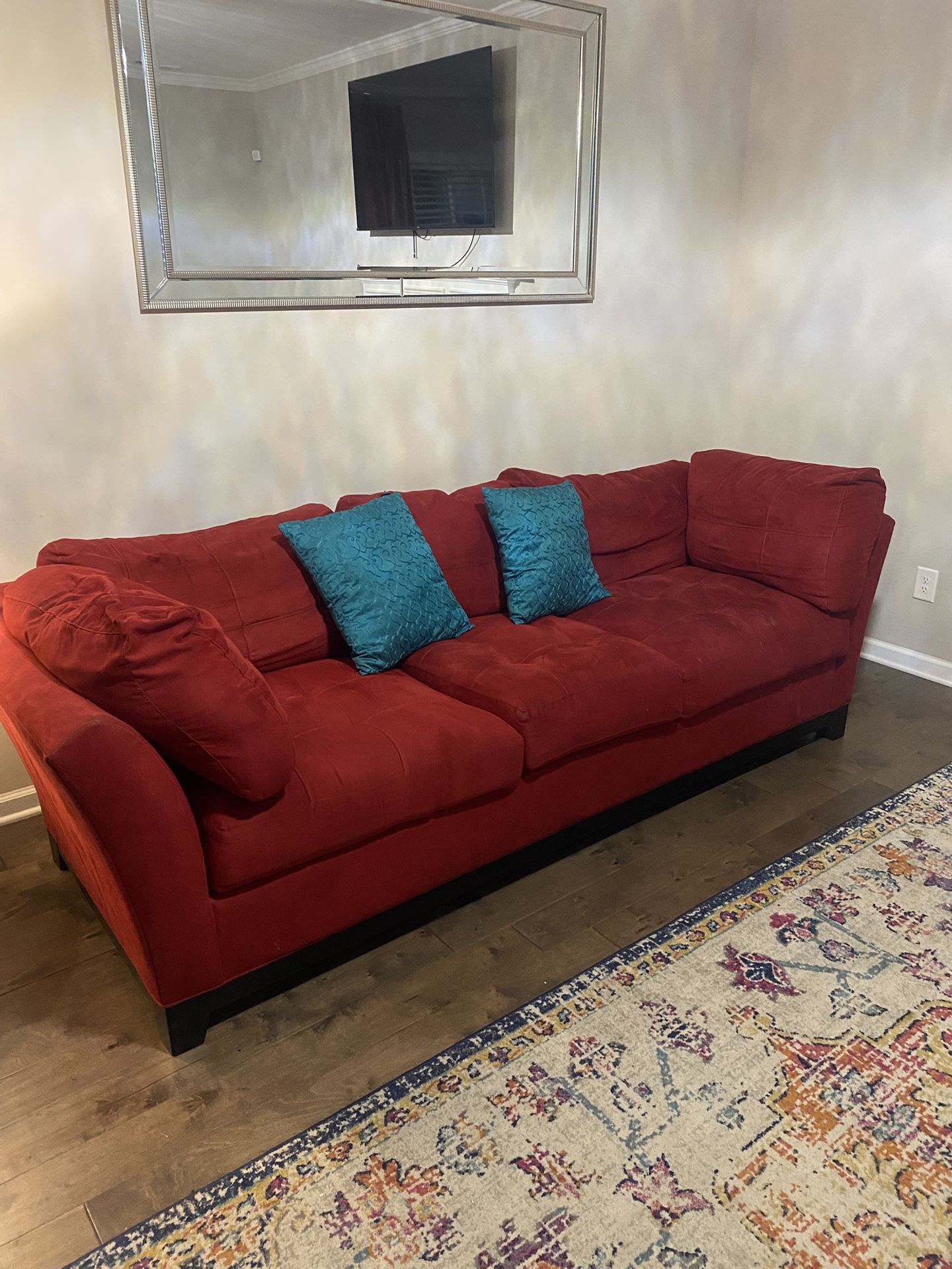 Large Beautiful Red Section Couch