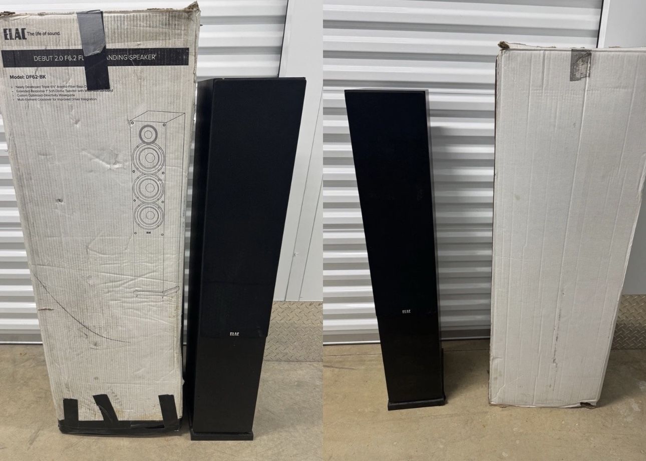 Pair Of Elac Floorstanding Speakers DF62-BK With Original Box