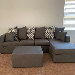Grey Sectional With Ottoman ‼️new In Stock ‼️
