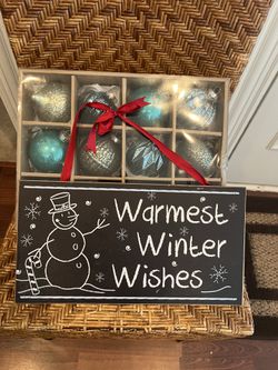NEW Christmas Ornaments and wooden Holiday Sign