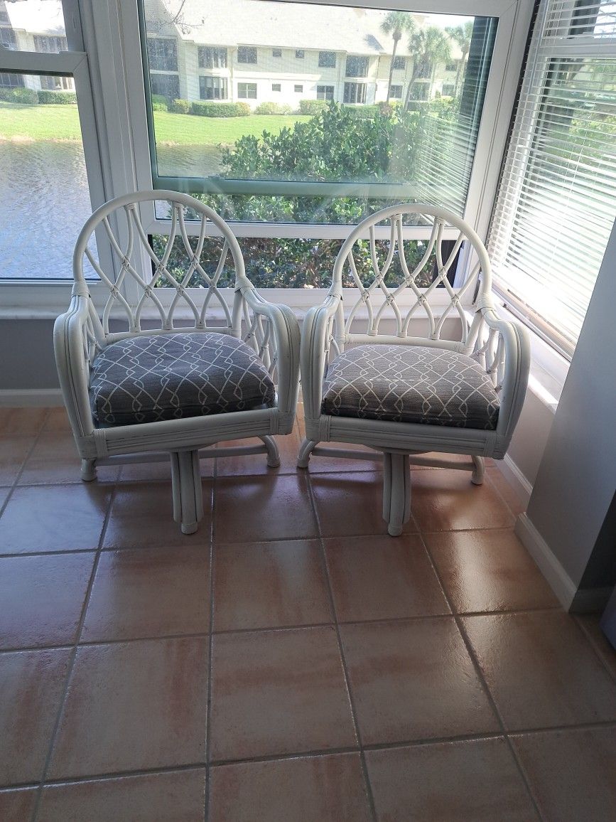 2 Vintage White Painted Rocking Chairs