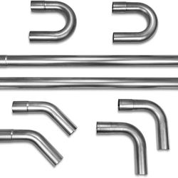 universal 304 stainless steel 2.5 exhaust pipe tubing kit..8 piece