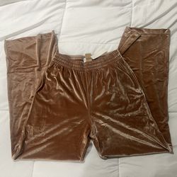 Velour Shine Logo Wide Leg Pants