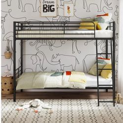 Mainstays Convertible Twin over Twin Metal Bunk Bed, Black