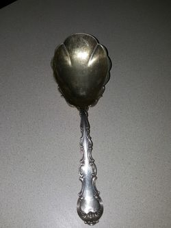 Solid Salad Serving Spoon in Strasbourg (Sterling, Lion-Anchor-G, 1897) by Gorham Silver