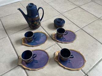 Winterling Schwarzenbach Bavaria, Mid Century Indian Blue Coffee Set for 4, 1960s