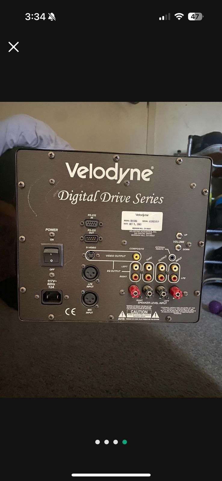 Velodyne 15 Inch Subwoofer
