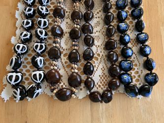 4 Graduation Hawaiian Lei Kukui NutNecklaces. 