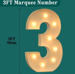 3FT Light Up Numbers: 1, 3, 4, 6 And Letter R All New