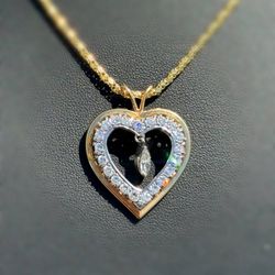 Jewelry Vintage Antique 14k solid yellow gold natural diamond 1.50CTW marquise Heart Pendant charm