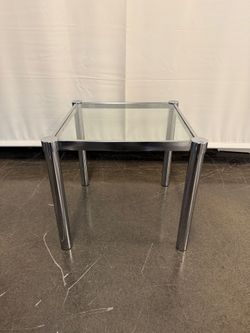 Mid Century Modern Chrome and Glass Square End Table