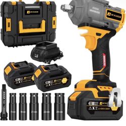 740ft-lbs 21V Brushless High Torque Wrench with 2 x 4.0Ah Battery 