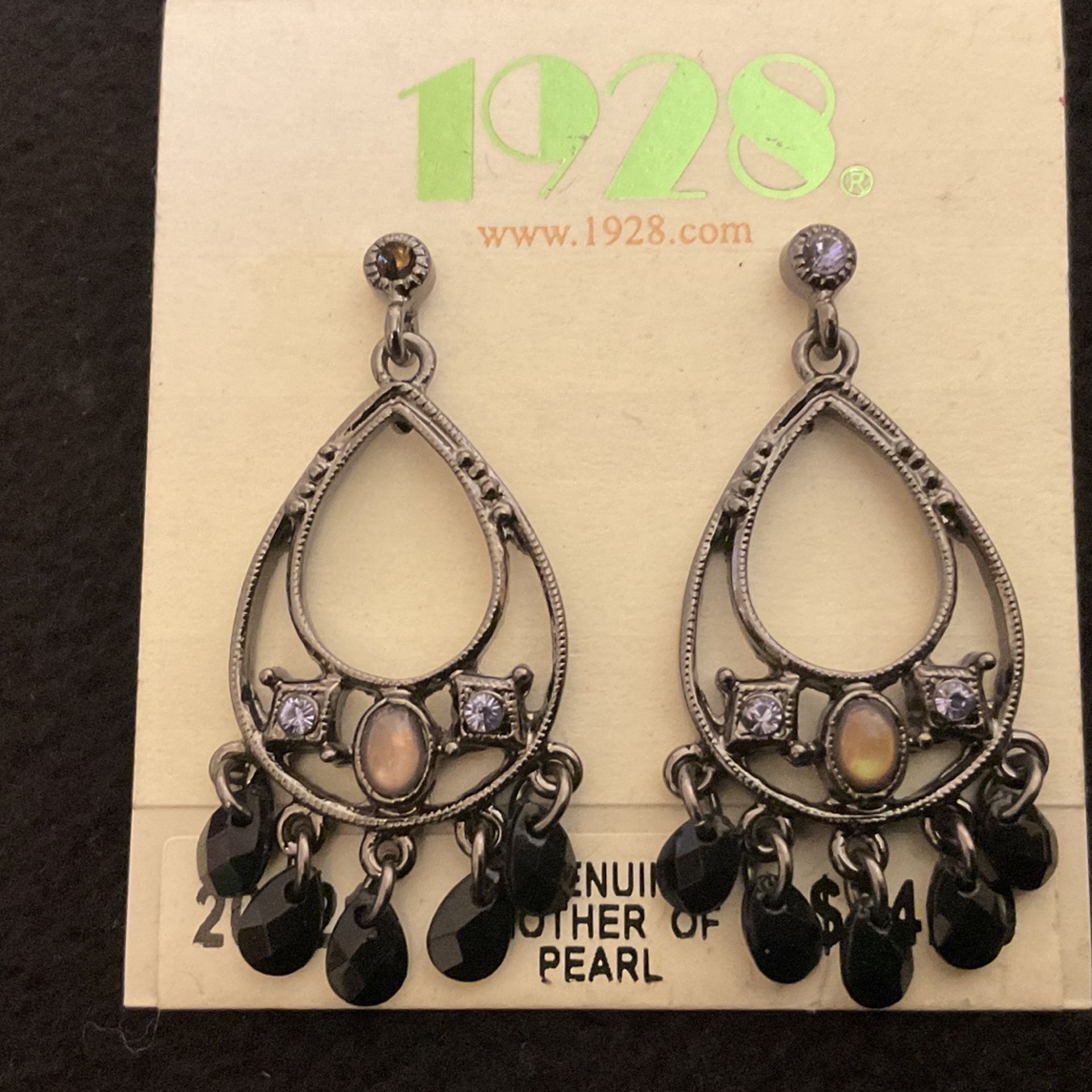 Genuine Mother Of Pearl Dangling Earrings,by 1928