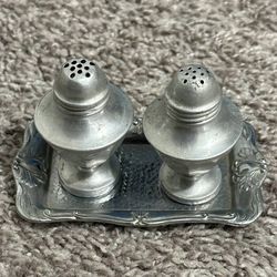 Antique Salt And Pepper Shakers With Tray Made In Japan