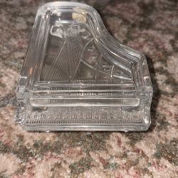 Vintage Cristal D' Argues France 24%Lead Crystal Grand Piano Trinket Box Antique