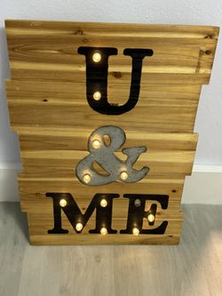 Wooden Light Up Sign You And Me (rustic wedding)