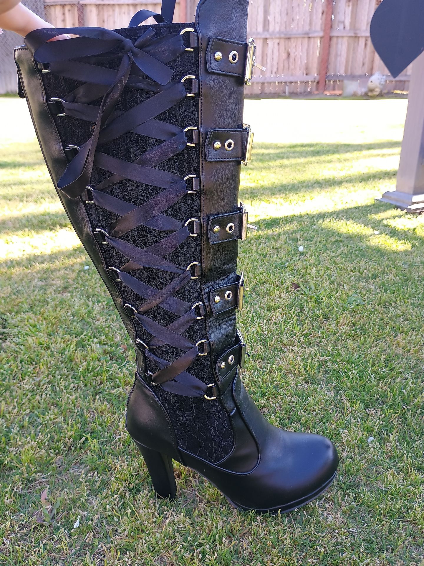 Ribbon buckled heels
