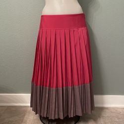 Ann Taylor Loft Pink Brown Colorblocked Pleated Full skirt